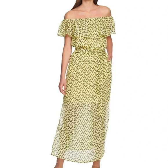 1. State Off the Shoulder Floral Print Maxi Dress Yellow Size S NWT - Picture 1 of 15
